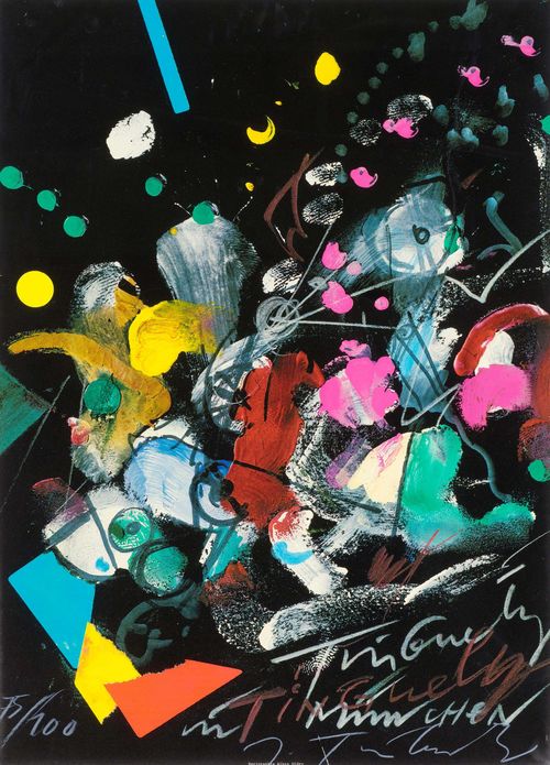 TINGUELY, JEAN (Fribourg 1925 - 1991 Bern) München. Colour silk screen. 75/100. Signed lower right: Tinguely. Sheet size 84 x 59 cm on wove paper.