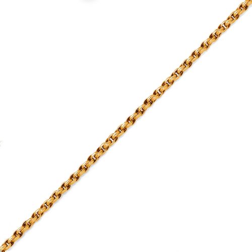 GOLD AND DIAMOND NECKLACE. Yellow gold 750, 74 g. Double-anchor chain with magnetic closure decorated with 12 brilliant-cut diamonds weighing ca. 0.10 ct. L ca. 52 cm.