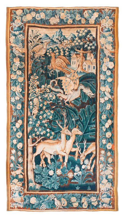 PAIR OF TAPESTRIES, probably Brussels, 17th century. H each 305 cm, W 160 cm and 165 cm.