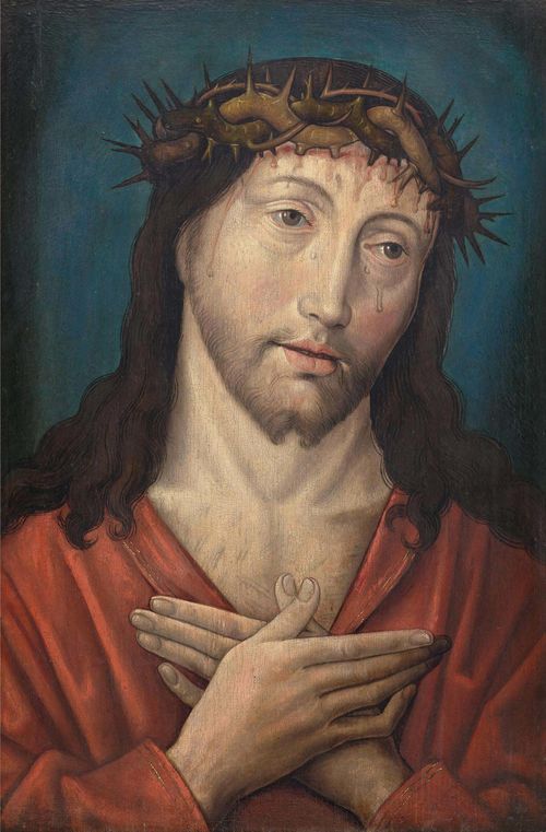 Follower of BOUTS, DIERICK (Haarlem circa 1410 - 1475 Löwen) The suffering of Christ. Oil on panel. 45.2 x 29.9 cm. Provenance: Swiss private collection.