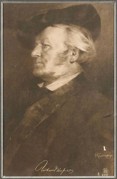 - Wagner, Richard. Composer, (1813-1883). Autograph letter with sig., dated Wien 11 Febr. 1863. 3 pp., oct. (20 x 12.5 cm. vis. dim. under passepartout). Framed with cont. photo of Wagner. Good condition. Prev. folded.