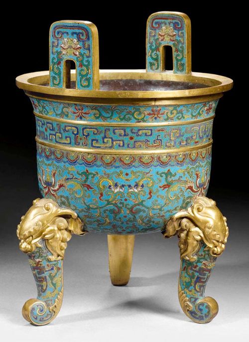 FEINES CLOISONNÉ-RÄUCHERBECKEN.