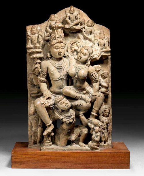 VISHNU AND LAKSHMI.India, late middle ages, H 53 cm. Sandstone.
