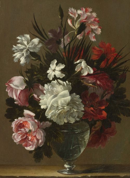Circle of BAUDESSON, NICOLAS (Troyes circa 1611 - 1680 Paris) Still life with flowers in a vase. Oil on panel. 37.5 x 27 cm.