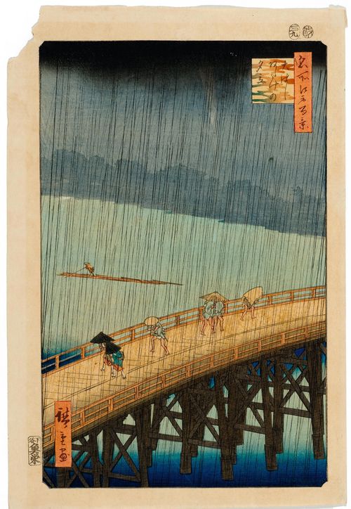 A COLOUR WOODCUT PRINT BY UTAGAWA HIROSHIGE (1797-1858).