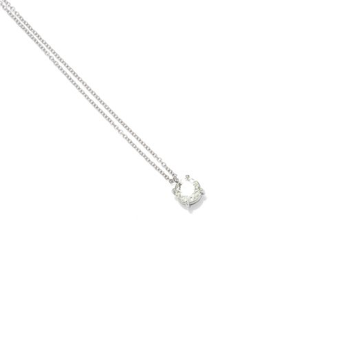 DIAMOND NECKLACE. White gold 750. Classic pendant set with 1 brilliant-cut diamond weighing ca. 1.09 ct, ca. J/SI, in a four-prong chaton. On a fine anchor chain, L ca. 40 cm.