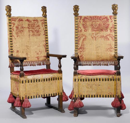 A PAIR OF LARGE ARMCHAIRS,