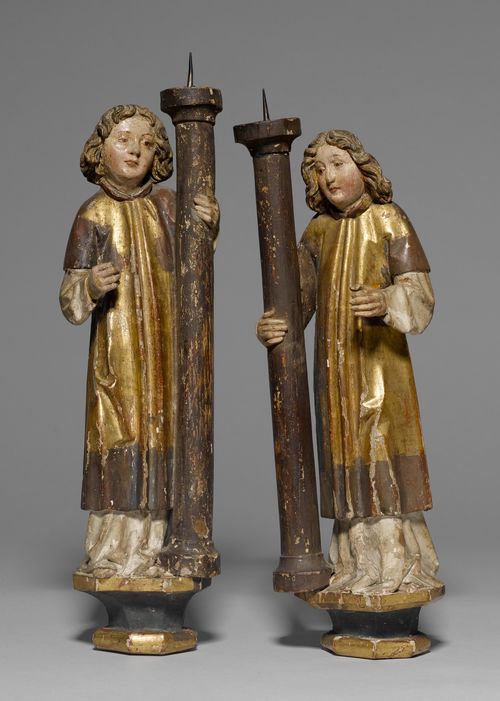 PAIR OF ANGELS AS CANDELABRA,