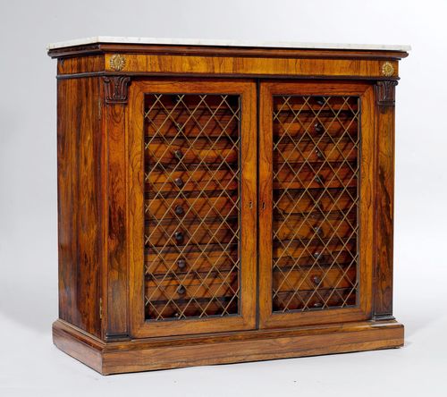 A LIBRARY HALF-HEIGHT CABINET,