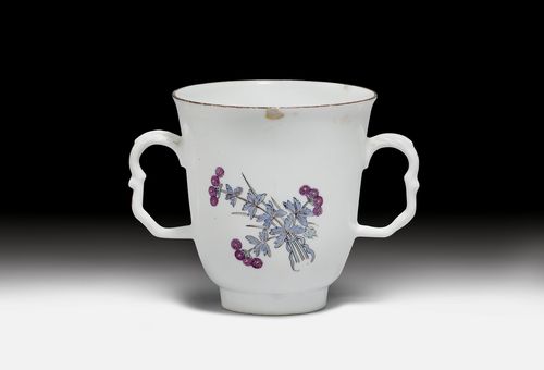 A TWO-HANDLED CUP WITH KAKIEMON DECORATION,