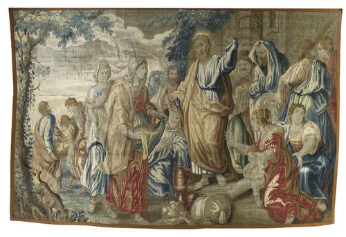 TAPESTRY OF THE RAISING OF LAZARUS, probably Audenarde, end of the  17th century H 257 cm, W 418 cm. Provenance: from a German collection