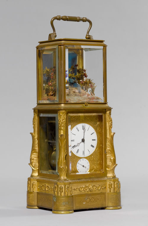 SMALL TABLE CLOCK WITH ALARM AND BIRD AUTOMATION.