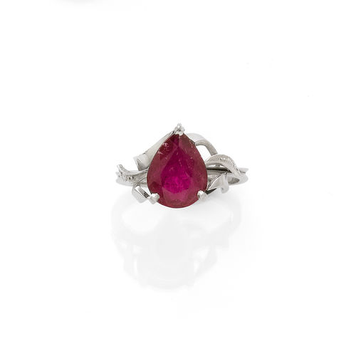 RUBELLITE AND DIAMOND PENDANT WITH RING.