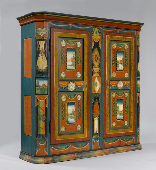 A PAINTED CUPBOARD,