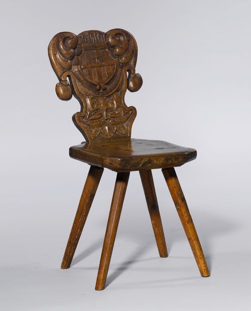 A CARVED 'STABELLE' CHAIR,