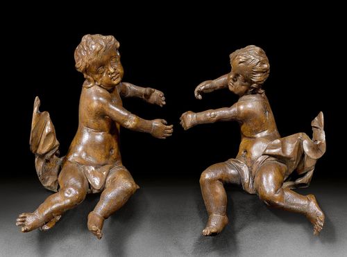 PAIR OF SEATED ANGELS,