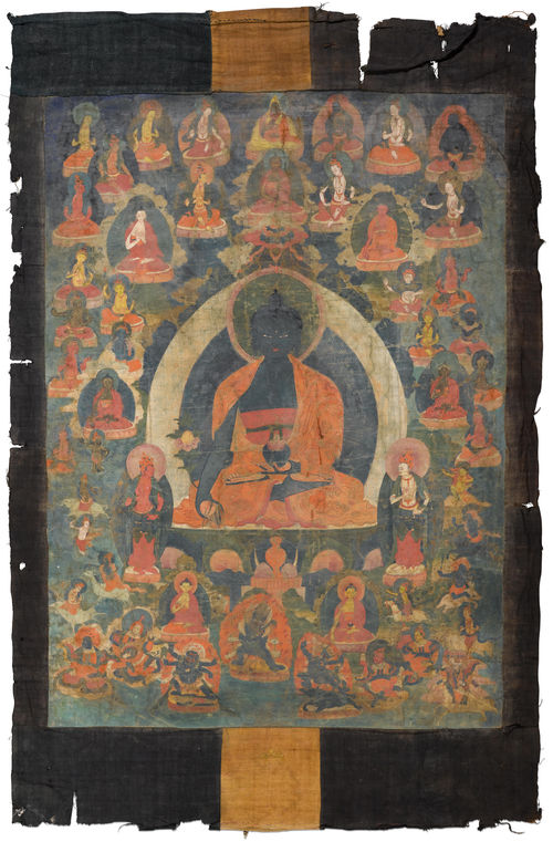 A THANGKA OF THE MEDICINE BUDDHA.