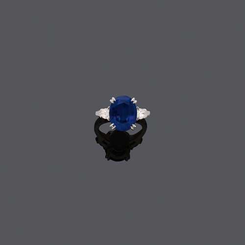 BURMA SAPPHIRE AND DIAMOND RING, BY E. MEISTER.