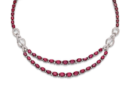 RUBY AND DIAMOND NECKLACE.