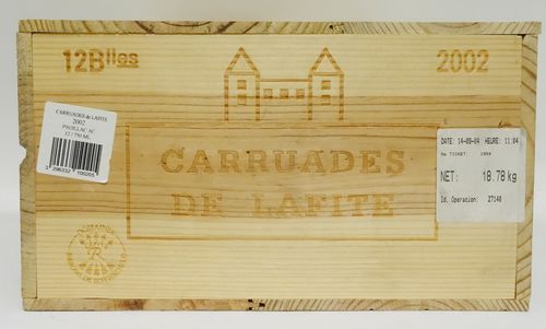 12 bts Pauillac Château Carruades de Lafite second vin   0.75L  CBO 2002