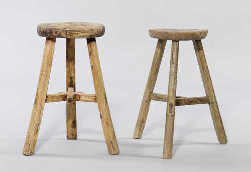2 SIMILAR ROUND STOOLS,