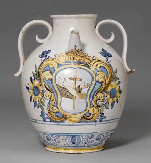 APOTHECARY JAR WITH THE COAT OF ARMS OF THE FRANCISCAN ORDER,
