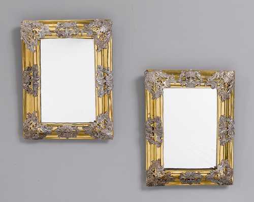 PAIR OF SMALL FRAMES AS MIRRORS,
