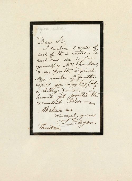 Dodgson, Charles Lutwidge ("Lewis Carroll", 1832-1898).