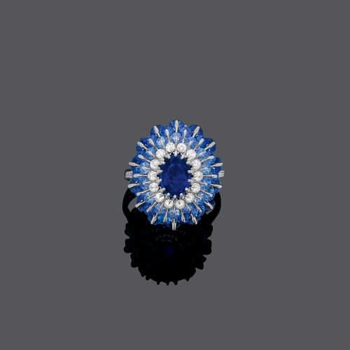 SAPPHIRE AND DIAMOND RING, BY MOISEIKIN.
