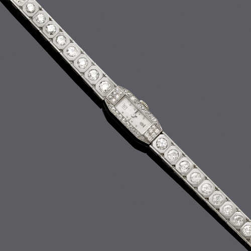 DIAMANT-BRACELET MIT UHR EBEL, Frankreich, um 1940.