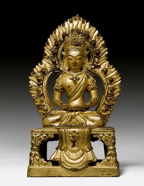 鎏金青銅阿弥陀佛像。