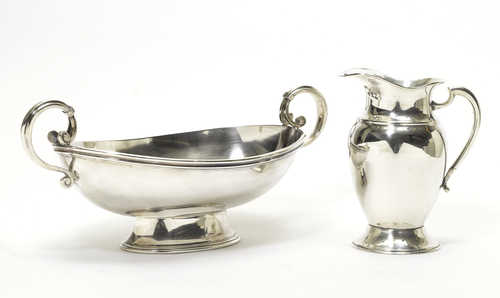 LOT COMPRISING TWO-HANDLED BOWL AND A WATER JUG