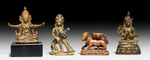 四尊小型銅合金神像。