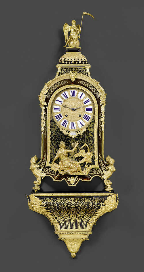 LARGE BOULLE CLOCK WITH PLINTH,