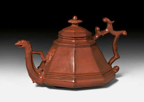 BÖTTGER STONEWARE TEAPOT AND COVER,