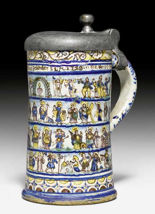 FAIENCE TANKARD DEPICTING THE PASSION
