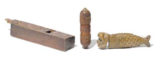 LOT VON 3 HOLZETUIS,