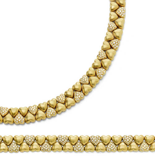 GOLD AND DIAMOND NECKLACE WITH BRACELET, by CARTIER, ca. 1995.