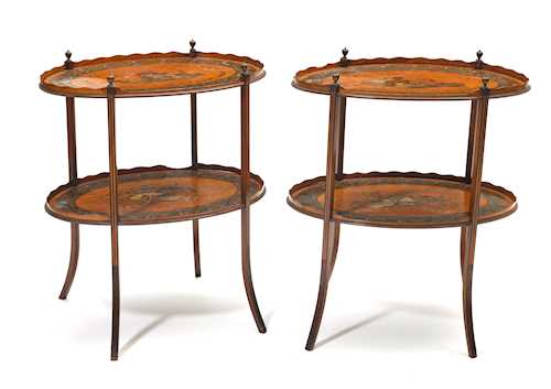 PAIR OF OVAL SIDE TABLES,
