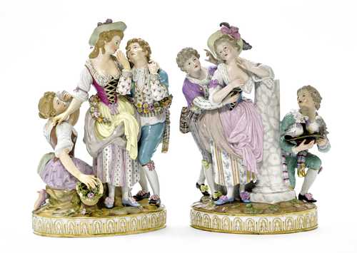 PAIR OF FIGURE GROUPS: ALLEGORIES OF LOVE AND SORROW
