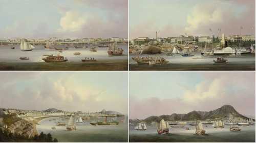 FOUR CHINA-TRADE OIL PAINTINGS.