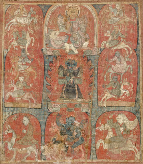 AN EARLY THANGKA OF GUR GOMPO.