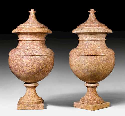A PAIR OF LARGE ORNAMENTAL VASES,