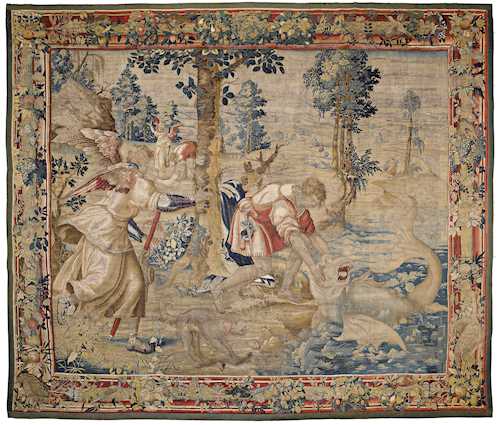 RARE TAPESTRY "Tobias mit dem Fisch" ("Tobias with the Fish"),