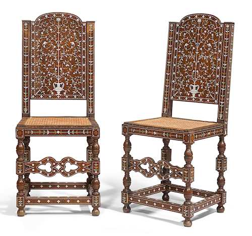 PAIR OF INLAID CHAIRS,