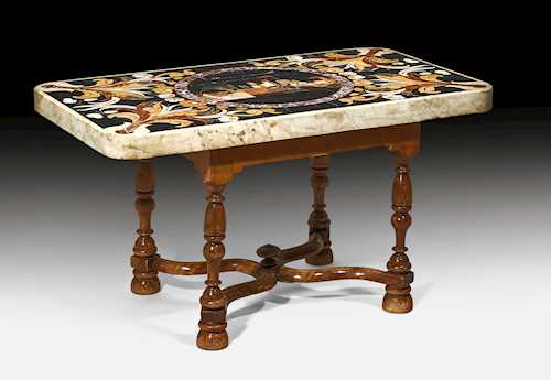 SIDE TABLE WITH PIETRA-DURA PANEL,