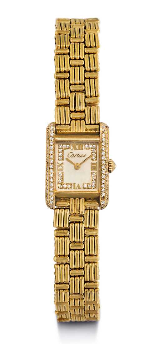 Cartier Tank, diamond Lady&#39;s Wristwatch.