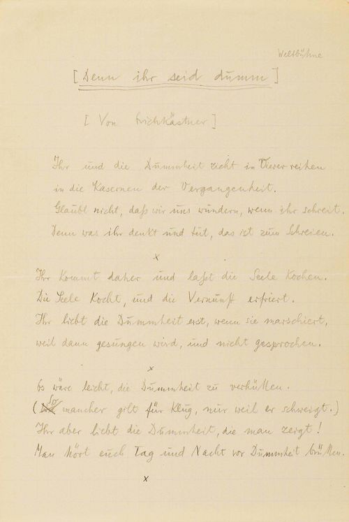 Kästner, Erich, Schriftsteller (1899-1974).