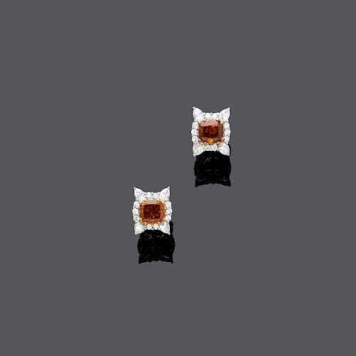 FANCY DIAMOND EARRINGS.