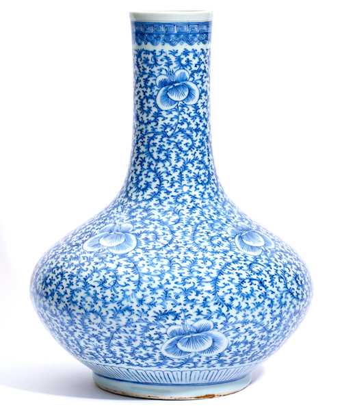 A BLUE-AND-WHITE VASE.